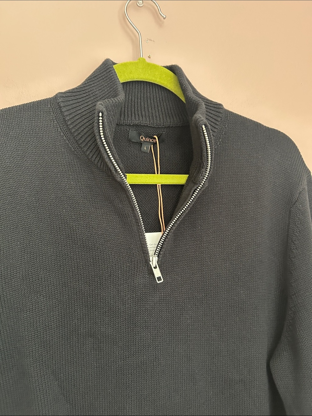 NWT Quince Men’s 100% Organic Cotton Quarter-Zip Sweater Black Large - Picture 7 of 12
